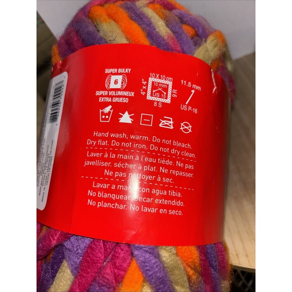 Loops & Threads Ginormous Yarn Skein Phantom Ombré Acrylic Purple Orange Pink - Picture 5 of 7